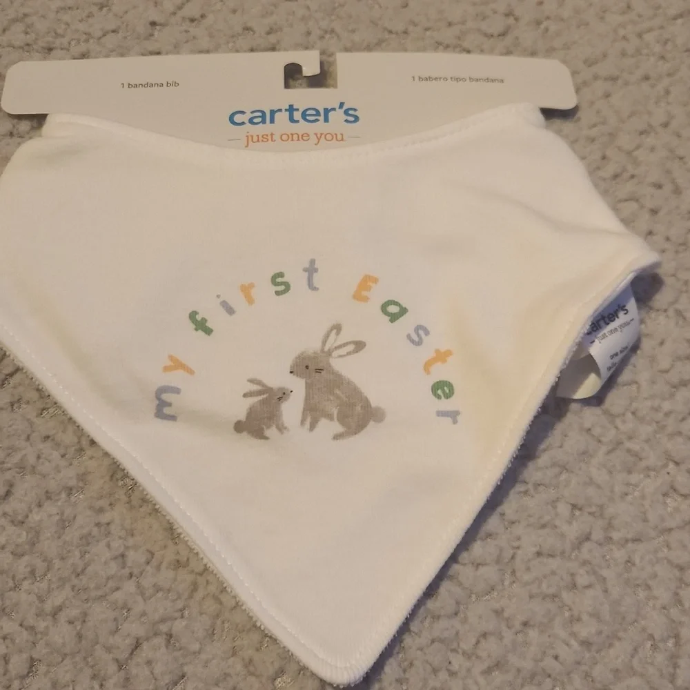 Brand New, Infant Baby First Easter Clothes, Onesies and Bib Set
